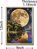 URVIP LED Glowing Photo Frame, 3D Starry-Sky Blue Moon Wall Art, 9x12 Inches Dimmable Light Up Light Painting for Bedroom, Unique Aesthetic Decor, Great Birthday Gift for Women Men