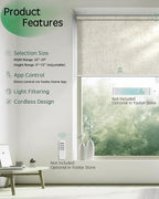 Yoolax Motorized Blinds App Control, Light Filtering Motorized Shades for Windows, Cordless Automatic Roller Shades for Bedroom Living Room Office(Light Filtering Linen Beige, 52" W x 72" H)