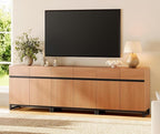 WAMPAT Modern TV Stand for TVs up to 110 inch, 3 in 1 Wood Entertainment Center TV Console Table with Adjustable Shelves and Metal Base for Living Room,Bedroom, Mocha