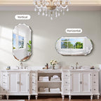 GLASHOM Beveled Edge Frameless Bathroom Mirror, Oval Wall Mirror for Over Sink, 20" x 40" Modern Decorative Vanity Mirror for Bedroom, Living Room,Entryway, Hanging Mirror Horizontal or Vertical