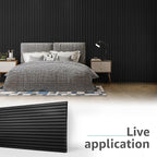 Art3d 4 Pack 47.2 x 23.6in. Wood Slat Acoustic Panels for Wall and Ceiling - 3D Fluted Sound Absorbing Panel with Wood Finish - Matte Black