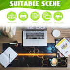 Eflxamz Large Gaming Mouse Pad for Desk,Golden Lines Honeycomb Technology Desk Mat,Honeycomb Technology Desk Pad,Extended Computer Keyboard Mouse Pad with Non-Slip Base and Stitched Edge,31.5"x11.8"