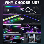 Dreamcolor Acrylic Interior Car Lights, WEBUPAR Car Accessories 2 in 1 Car LED Strip Lights with APP Control and 213 Modes, Car Center Console Fiber Optic Lights, RGB Neon Car Lighting