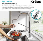 KRAUS Oletto Commercial Style Single Handle Pull Down Kitchen Faucet with QuickDock Top Mount Installation Assembly in Spot Free Stainless Steel, KPF-2631SFS
