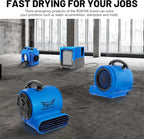 BSMTEK Air Mover Blower Fan, Industrial 1/2HP 2500CFM Monster Floor Blower Carpet Dryers - 3 Speeds, 4 Adjustable Angles, 15FT Long Cord, Stackable - 2026 Upgraded