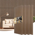 Yuzzy Acoustic Wood Slat Wall Panels - 48" x 22" Dark Walnut Fluted Sound Absorbing Panel for Wall and Ceiling - 4 Pcs Wall Panels for Interior Wall Decor for Homes, Offices, Studios