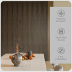 HOMCOM 4 Pack 3D Acoustic Panels, 95" x 8" Soundproof Wood Panels for Wall, Wood Slat Wall Paneling for Interior Ceiling, Office, Home Theater, Studio, Walnut
