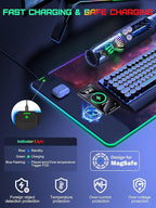 TopMade Wireless Charging Mouse Pad, RGB Gaming Mousepad Home Office Desk Pad, 31.5” x 15.8” Large Desk Mat, Waterproof Keyboard Pad, Galaxy Nebula (Includes 20W PD Power Adapter & 6.56ft Woven Cable)