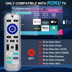 2 Pack Backlit Remote Control Only for Roku TV, Fit for TCL/Onn/Hisense/Element/Sharp/Philips/Westinghouse/Insignia/JVC/RCA/Hitachi/Sanyo Roku Series TVs (Not for Roku Stick and Box)-Silver