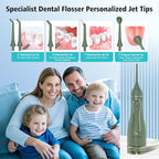 Leominor Water Dental Flosser Pick for Teeth, 300ML Portable Oral Irrigator Upgraded Tank Removable,IPX7 Waterproof, Rechargeable Travel Teeth Cleaner, Professional Electric Flossing Machine(O-Green)