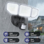Meloght 65W 6500LM Flood Lights Outdoor Motion Sensor, Hardwired Security Floodlights 6500K IP65 Waterproof, Dusk to Dawn Lighting Outside, Black 2 Pack