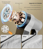 Rechargeable Fabric Shaver | 3-Speed Electric Lint Remover | 6 Blades High Eliminates Fuzz & Pilling | with LED Display & Type-C Fast Charging Port | Lint Shaver for Clothes & Furniture - White