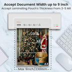 VidaTeco Laminator Machine 9-inch Thermal Laminator with Laminating Sheets 20 pcs,Laminating Machine with 2-Min Faster Preheat,Small Personal Lamination with Patented Roller for Teacher,Home