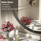 20 Inch Matte Black Round Mirror, Round Bathroom Vanity Mirror wilth Metal Frame, Black Circle Mirror for Wall Entryway Hallway Home Decor, Anti-Rust, Shatterproof