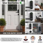 Keyless Entry Fingerprint Digital Smart Lock with Handle & Keypad: Electronic/Electric Lock with Code, App Control Biometric Deadbolt Door Knob for Front, Interior, Exterior & Bedroom Door (Silver)