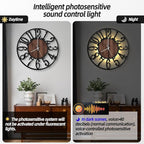 LEIKE Large Wall Clocks with Night Light Battery Operated,Silent Non Ticking,Rustic Modern Big Wood Clock for Living Room, Bedroom,Kitchen,Farmhouse,Office,Home Decor-24 Inch(Black-Arabic Number)