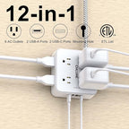 Surge Protector Power Strip - CHCORE 20Ft Braided Extension Cord with 8 Outlets with 4 USB (2 USB C) Charging Ports, Flat Plug Multi Plug Outlet Extender Charging Station for Home Office, ETL, White