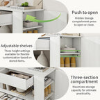 Vavkorkula TV Stand for 65 Inch with 2 Large Drawers & Hidden Storage Cabinets, Modern Farmhouse Entertainment Center Television Stands for Living Room Bedroom, White