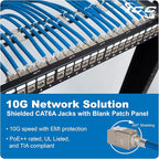 ICC 24-Port CAT6A Keystone Shielded 1U Patch Panel with CAT6A Shielded Keystone Jacks, 19” Rackmount Housing and Cable Support Bar, Protects Against EMI, UL Listed PoE++ Compliant, ICMPP246AS