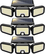 VIVOHOME Solar Flood Lights Outdoor, 256 LED 2500LM Motion Sensor Lights, 3 Adjustable Heads Security Lights, IP65 Waterproof, 270° Wide Lighting Angle Solar Powered Lights for Porch, Yard, 3 Pack