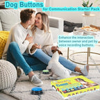 6 Pcs Dog Talking Button Set, Dog Buttons for Communication 30s Voice Recording Speaking Button Pet Speech Training Buzzers with 30 Scene Stickers and Waterproof Anti-Slip Mat for Animal Training