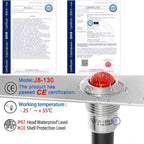 ZGSZJHF UL Listed Mini Indicator Light 8mm 0.31" Waterproof Domed Metal Stainless Steel Signal Lamp 12V-24V DC/AC Red and Green LED Light with 140mm Wire