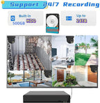 4K NVR PoE Security Camera System Wired Surveillance NVR Kits, 4pcs Outdoor Indoor Cameras with Person/Pet/Vehicle Detection for 24-7 Recording, RLK8-520D4-5MP（500GB HDD Inside）