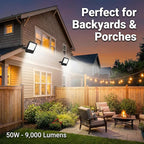 XXBSAZ 50W LED Flood Lights Outdoor, Plug-in & Hardwired Security Lights, IP66 Waterproof 6500K Daylight for Porch, Shed & Small Outdoor Areas (2 Pack)