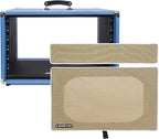 Sound Town Vintage 6U Amp Rack Case, 12.5" Depth with Rubber Feet, Dust Cover, Kickstand, Beau Blue (STVRC-6BL)