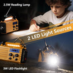 NOAA Weather Radio AM/FM/Shortwave, 5 Way Powered Emergency Radio 5000mAh/18500mWh Battery Backup Solar Crank, Portable Phone Charger with LED Flashlight, Reading Lamp and SOS Alarm for Survival