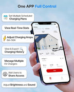 ELECQ Smart Level 2 EV Charger, Active Load Management, Solar EV Charging Mode, Wi-Fi Enabled, OCPP Compatible & Future-Proof, 40A NEMA 14-50 Plug-in EV Charger for Home with J1772 Connector