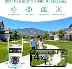 Kweiugfi 4G LTE Cellular Security Camera Dual Lens Outdoor,180-Day Unlimited Data,2K Wireless Solar Security Camera,360° Pan and Tilt,PIR Motion,Sensor Color Night Vision,Built-in VSIM,64GB SD Card