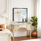 Black Bathroom Mirror, 30x30 Square Mirrors for Wall, 0.6" Thickened Deep Frame, Brushed Black Rectangle Mirrors for Over Sink, Shatterproof Tempered Glass, Antirust, Horizontally or Vertically