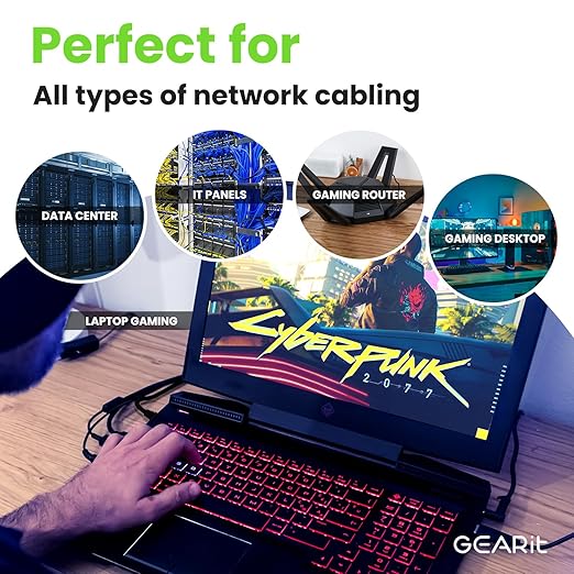 GEARit Cat 6 Ethernet Cable Pack - 50-Pack 2 ft Cat6 Ethernet Patch Cables | RJ45 Network Patch Cable, 10 Gbps Snagless Gold-Plated Connectors - Ethernet Cable Cat 6 for PC, TV, Router - Black