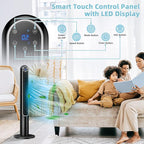 GOFLAME Tower Fan with Remote Control, 42" 80° Oscillating Quiet Cooling Fan with 3 Wind Modes, LED Control Panel and 12H Timer, Portable Bladeless Standing Fan for Bedroom Living Room Office (Black)