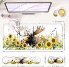 BFUKVOU Large Keyboard Mouse Pad Set, Extended Mouse Pad+Keyboard Wrist Rest Support, Memory Foam Ergonomic Easy Typing, 4Pcs (31.5×11.8 in) Desk Pad Set for Office Home,Deer and Sunflowers