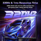 Amzfast 27 Inch Gaming Monitor 320Hz 240Hz WQHD 2560 x 1440p Fast IPS Monitor, 1ms G-SYNC Compatible, HDR400, 135% sRGB, 99% DCI-P3, PIP/PBP, Height Adjustable, HDMI 2.1 x 2&DP 1.4 x 2, G27F6Q MAX