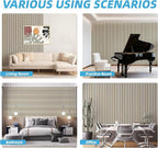 Art3d 4-Piece 94 x 12.6 Inch Acoustic Lightweight Slat Wall Panel - Waterproof Wood Textured Wainscoting Panel of 33 Sq.Ft for Bedroom, Home Theater Office Accent Wall, White Elm