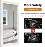 Tanmicoshomy 24 x 47 Inch White Rectangle Wall Mirror, Rectangular Mirrors for Bathroom, Bedroom Living Room or Entryway, Wall Mounted Horizontal or Vertical