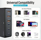 100W USB C Fast Charger, GaN III 6 Port PD+QC Multiport Charging Station Charger Hub, USB Charger Block, USB-C Adapter Plug for iPhone 17,17 Air,16,15, 14, 13, Pro Max, Galaxy S25, S24-5ft Cord
