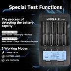 18650 Battery Charger, MIEKLALE 4 Bay Battery Charger with LCD Display Fast Charge for Rechargeable Batteries Li-ion 26650 18650 16340 10440 14500 20700,NI-MH NI-Cd AA AAA