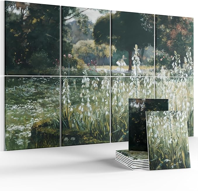 Wall Art Acoustic Panels,47''X31''Sound Absorbing Panels-8-Pack with 50 Adhesive Tabs, Decorative Sound Absorbing Panels for Living Room and Recording Studio, Offices-Galtonia