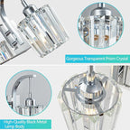 FDPBY Modern Bathroom Vanity Light, 5-Light Chrome Wall Sconce with Crystal Accents, Over Mirror Bathroom Lighting Fixture, 42.52" Long Dimmable Vanity Lamp for Makeup, Easy Installation