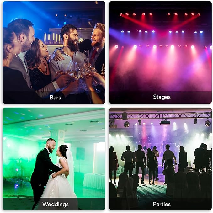 CO-Z Stage Lights 36 RGB LED Par Lights with Remote Control DJ Uplighting for Event Wedding Christmas Halloween Party Club Music Stage Lighting, 8 Pack