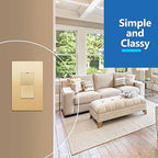 LIDER Minimalist Design Matte Finish Lighted 4-Way Decorator Light Switch, Four Way Frameless Rocker Switch, Residential/Commercial Grade, 15A 120V/277V, UL Listed, LS15-4W-GD, Gold