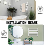 K&KALONZO Towel Warmer for Bathroom, Wall-Mounted 5-Bar Heated Towel Rack with Built-in Timer, Waterproof Electric Towel Heater, Support Plug-in and Hardwired, Brushed, EL18S