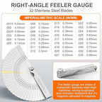 Tokyzexi 2Pcs Stainless Steel Feeler Gauge Set,32 Straight Blades Feeler Gauge&16 Pieces Angled Feeler Gauge Set, Measure Gap and Thickness for Guitar, Spark Plug, Valves Piston Measure Filler Gauge