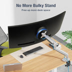 AVLT Single 17"-45" Monitor Arm Desk Mount Premium Mechanical Spring fits One Flat/Curved/Ultrawide Monitor Full Motion Height Swivel Tilt Rotation Adjustable, Gray