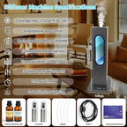 Waterless Scent Diffuser with APP WiFi Control, Portable Rechargeable Wireless Essential Oil Diffuser, Aroma Coverage 2152 Sq.Ft,2 * 50ML Hotel Collection Oils,Colorful Light for Home Largeroom