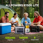 ALLPOWERS R1500L Portable Power Station with SP027 Solar Panel, 1600W 1056Wh LiFePO4 Solar Generator with 100W Panel Included, Solar Power with UPS Function, Fast Charging